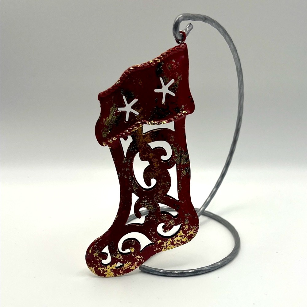 Red and Gold Holiday Stocking Ornament